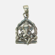 Ganesha Silver Pendant : Sitting on Simahasan - Love Rocks